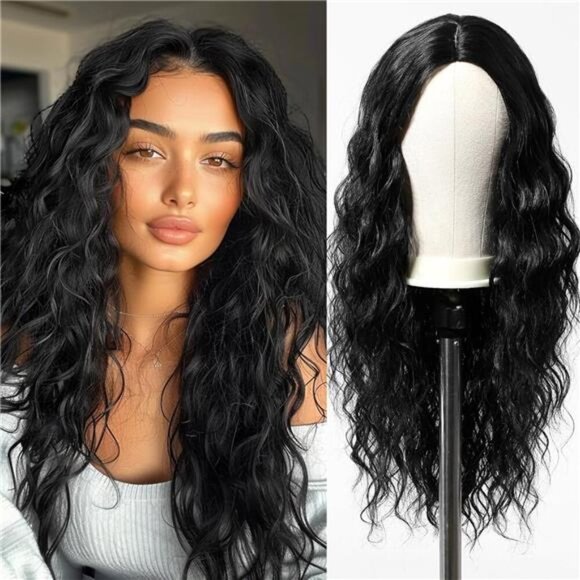 Womens Natural Synthetic Hair Heat Resistant Black - Picture 1 of 7